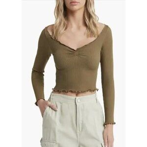 NWOT BDG olive green crop corset top lettuce edge M baddie